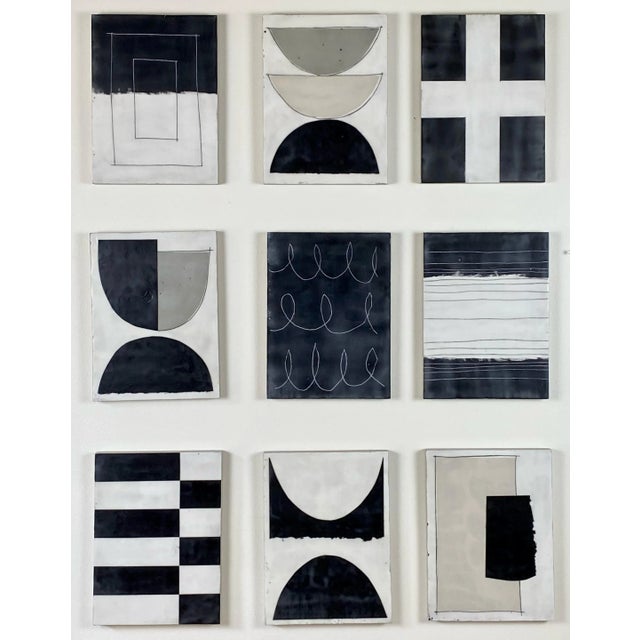 "Velocity" by Gina Cochran Set of 9 Encaustic Collage Installation For Sale - Image 11 of 11