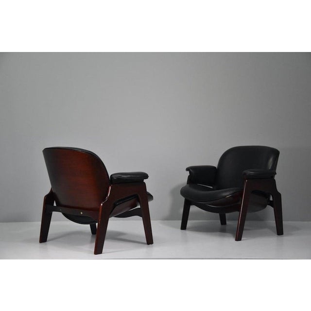 Vintage Chairs in Wood and Leather by Ico Parisi for Mim Roma, 1960s, Set of 2 For Sale - Image 9 of 18