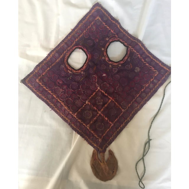 Indian Embroidered Mirrored Shell Tassel Camel Mask For Sale In Los Angeles - Image 6 of 8