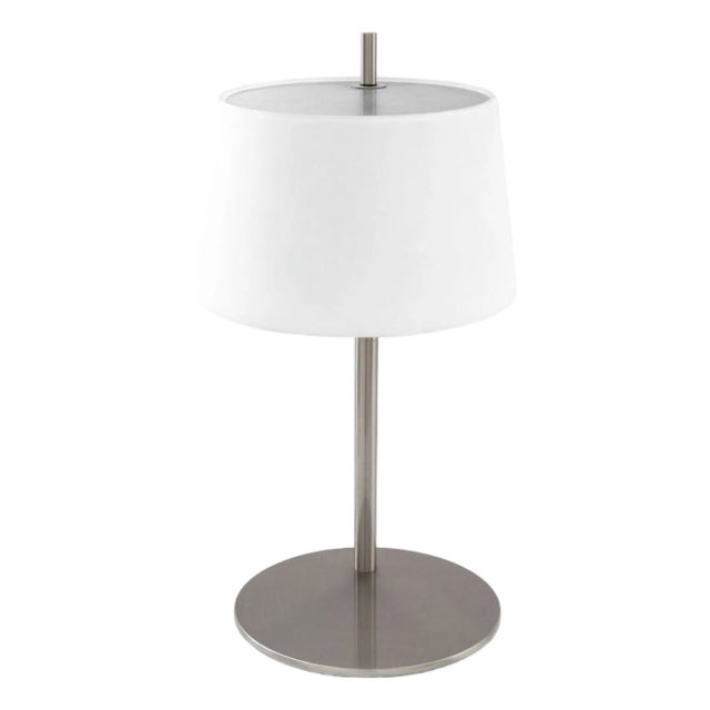 Modern Minimalist Steel & Frosted Glass Table Lamp For Sale