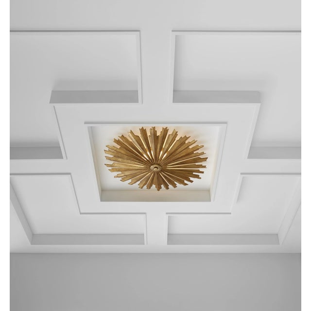 Metal Chapman & Myers for Visual Comfort Signature Claymore Medium Flush Mount in Gilded Iron For Sale - Image 7 of 8