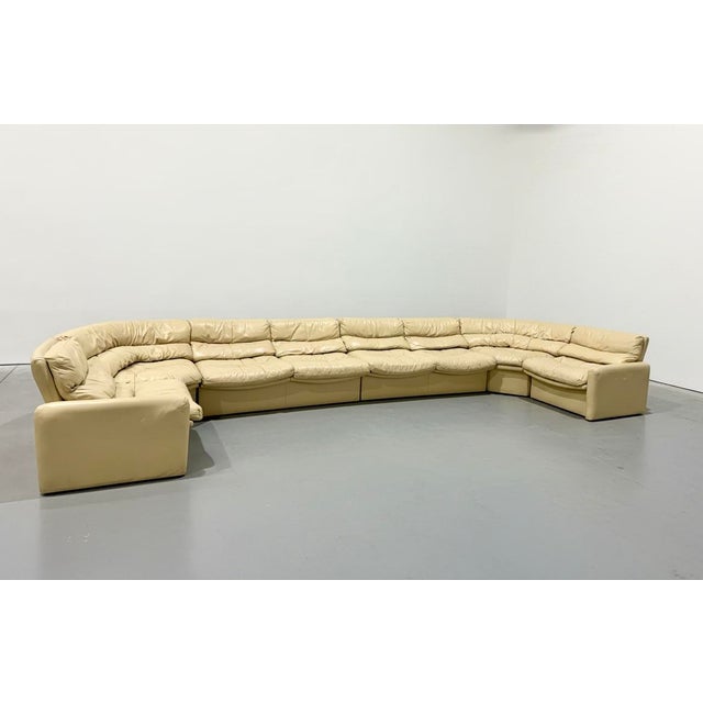 Lane HTB custom ordered 6 piece modular Post Modern Sectional Sofa. Single owner, custom ordered in cream/beige leather in...