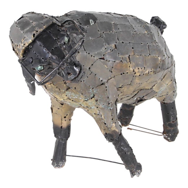 François Melin, Sheep Sculpture, 1970s, Brass For Sale