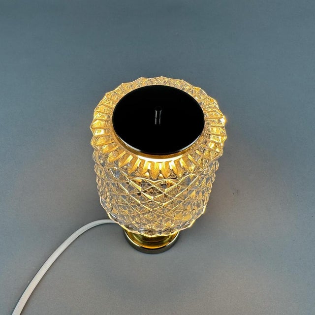 Gold Glass Table Lamp attributed to Kamenicky Senov, Former Czechoslovakia, 1970s For Sale - Image 8 of 10