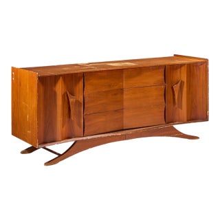Vladimir Kagan Style Mid Century Walnut Lowboy Dresser For Sale