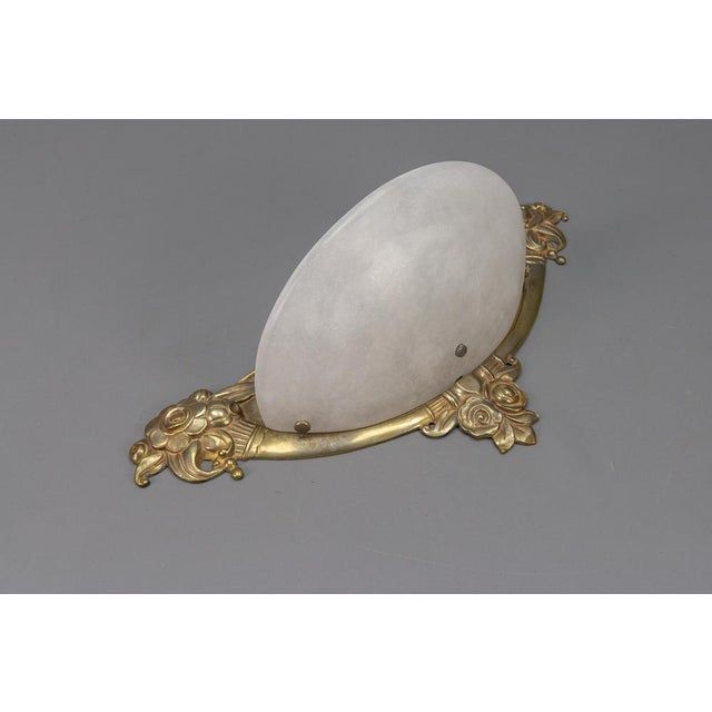 French Art Deco White Alabaster and Bronze Sconce, 1970s For Sale - Image 9 of 18