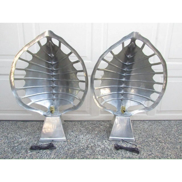 Pair of Arthur Court Aluminum Turtle Shell Lamps For Sale - Image 12 of 18