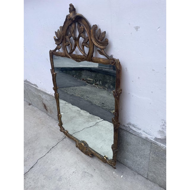 Mirror with Gilt Wood Decoration, 1940s For Sale - Image 3 of 11