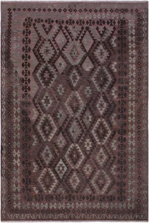 1990s Boho Chic Kilim Hand-Woven Wool Rug - 6′9″ × 9′7″