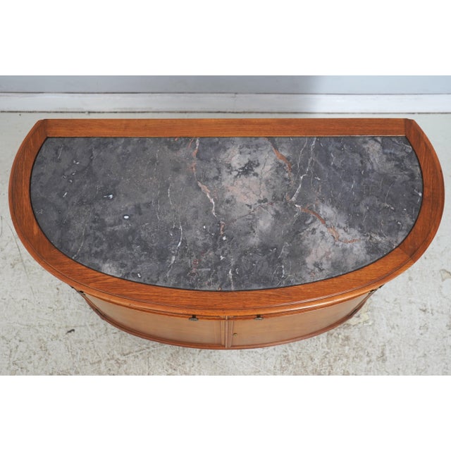 Wood Vintage Marble Top Demilune Linen Cabinet For Sale - Image 7 of 17
