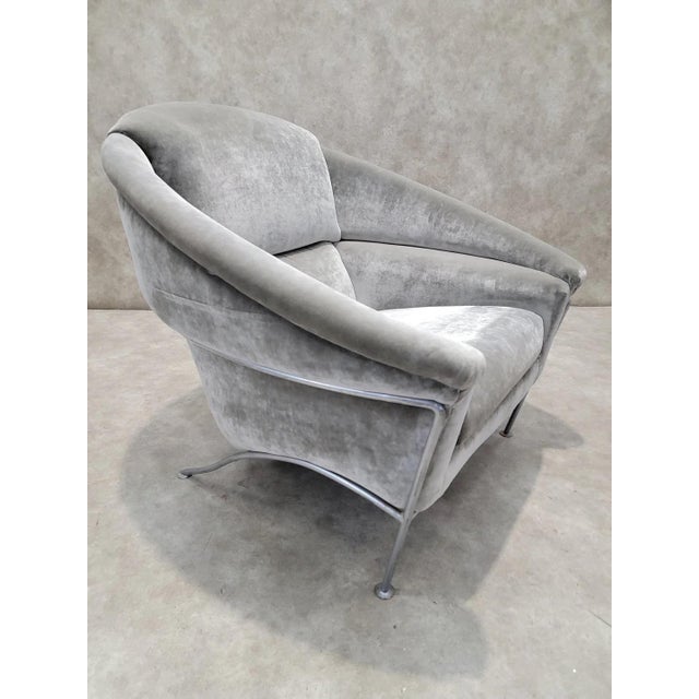 Late 20th Century Vintage Postmodern Milo Baughman Boldido Style Lounge Chair in Velvet For Sale - Image 5 of 9