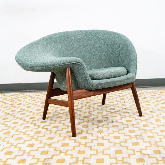1960s 1960s Mid Century Danish Modern Lounge Chair Hans Olsen Bramin Fried Egg Aqua Green Vg For Sale - Image 5 of 12