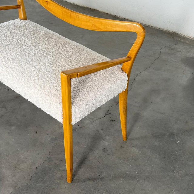 Benches in Blonde Maple with Bouclé Upholstery attributed to Guglielmo Ulrich, 1940s, Set of 2 For Sale - Image 13 of 17