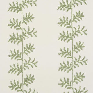 Schumacher Eloise Embroidery Wallpaper In Sage For Sale