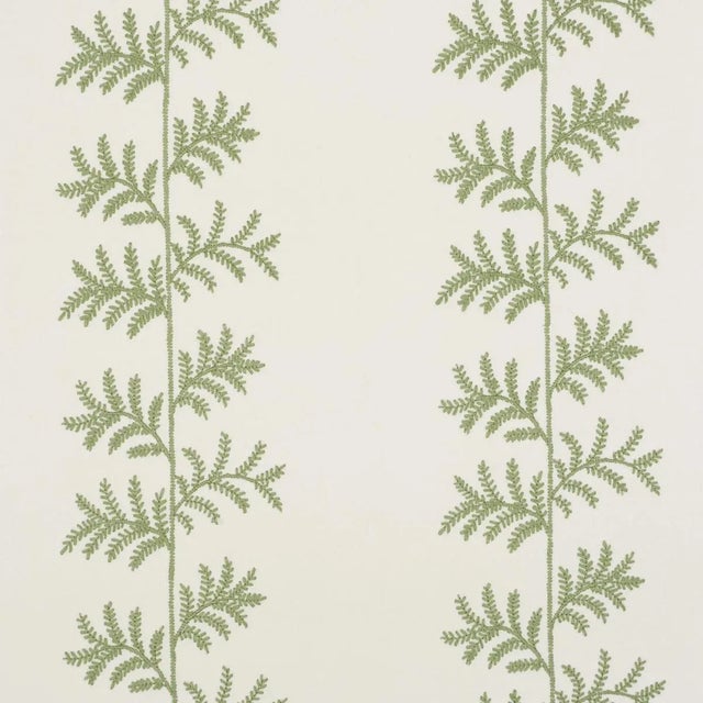 Schumacher Eloise Embroidery Wallpaper In Sage For Sale