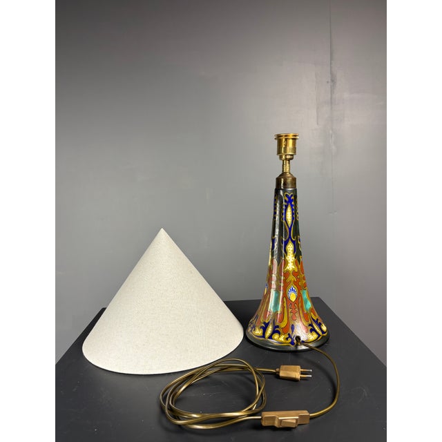 Art Nouveau Dutch Ceramic Plazuid Gouda Pottery Table Lamp, 1920s For Sale - Image 13 of 18