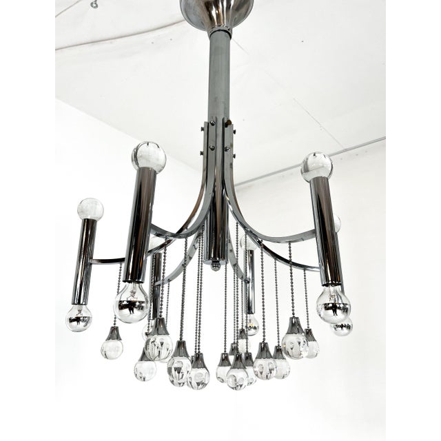 Metal 1970s Celestial Cascade Chrome Chandelier in the Style of Gaetano Sciolari For Sale - Image 7 of 10