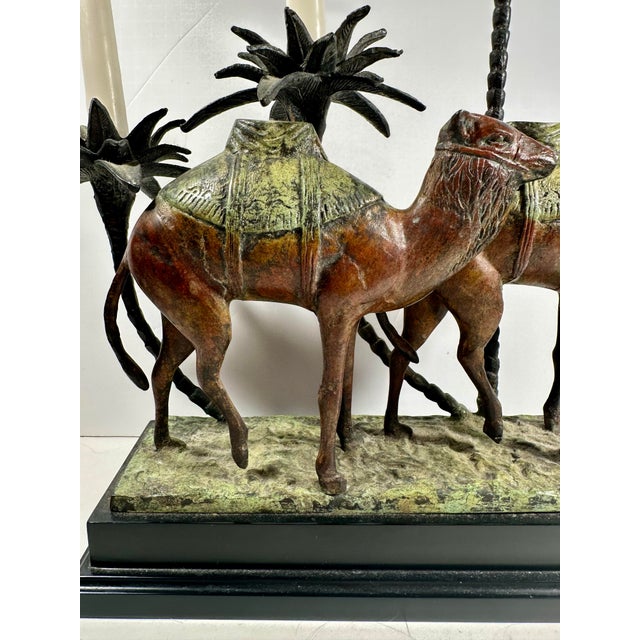 Sienna Vintage Orientalist Cold-Painted Bronze Figural Sculpture Candleholder. For Sale - Image 8 of 12