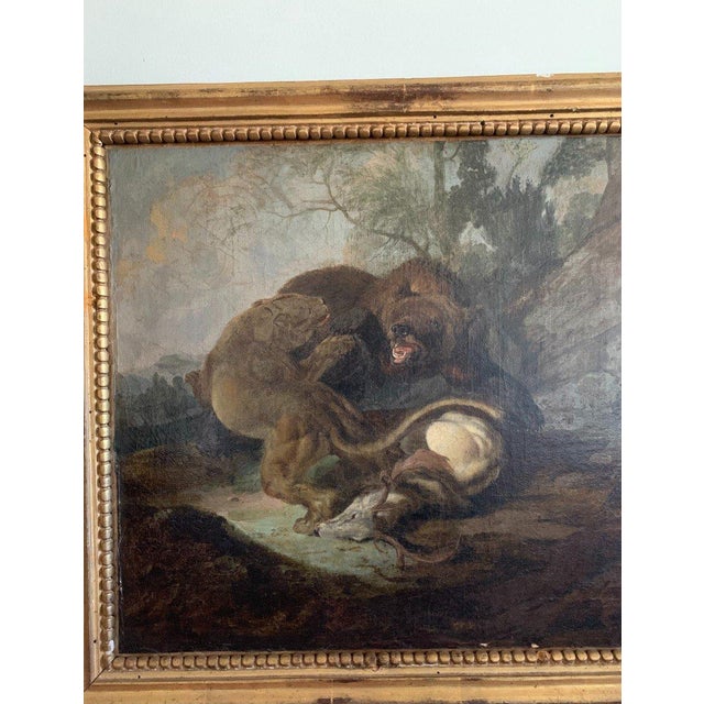 Carl Borromäus Andreas Ruthart (1630-1703) Oil painting on canvas, 17th century. Depicts a bear and a lioness fighting...