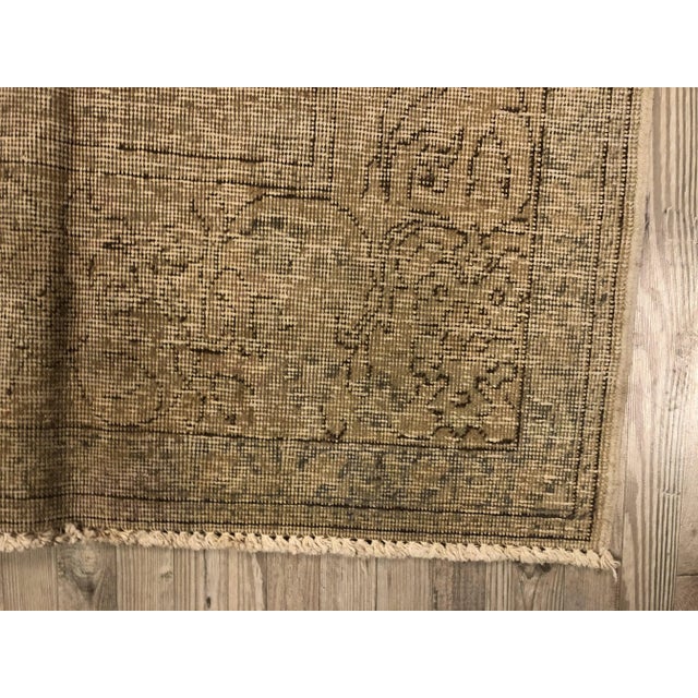 Vintage Tan Oushak Handmade Tribal Rug For Sale - Image 10 of 11
