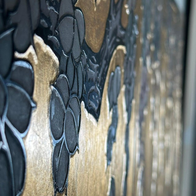 Vintage Chinese Chinoiserie Gilt Wood Wall Panels Panoramic Wisteria and Iris Floral Scene Set of Four For Sale - Image 16 of 18