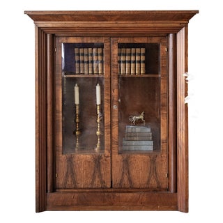 19th-Century Italian Walnut & Burl Walnut Glazed Bookcase For Sale