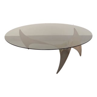 Vintage Propeller Coffee Table in Steel and Smoked Glass by Knut Hesterberg, 1960s For Sale