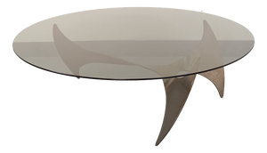 Vintage Propeller Coffee Table in Steel and Smoked Glass by Knut Hesterberg, 1960s