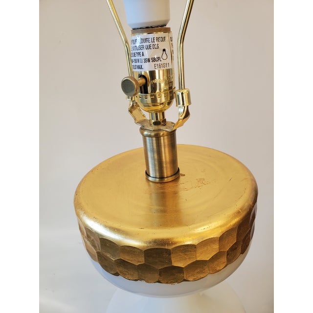 Glass Late 20th Century Milk White and Gold Table Lamp For Sale - Image 7 of 10
