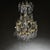 Large ceiling chandelier with finely cut glass drops and eight candle-shaped light sockets. The frame is made of bronze...