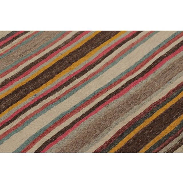 Textile Vintage Persian Kilim, Horizontal Stripes With Bright Accents - Rug & Kilim For Sale - Image 7 of 8