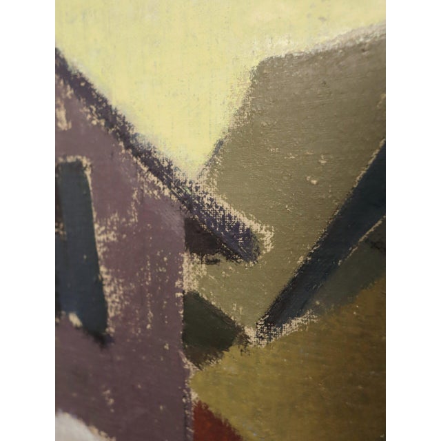 Mid-Century Modern 'Houses in Snow' Vintage Street Scene Oil Painting by Finnish Artist Paavo Airola (1918 – 1983), Framed For Sale - Image 12 of 13