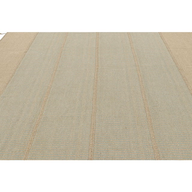 2010s Rug & Kilim’s Contemporary Kilim in Blue and Beige Textural Stripes For Sale - Image 5 of 8