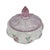 A Fenton Art Glass Company covered Melon Box in the Trellis DX pattern, factory ware No. 5585, hand painted by decorator...