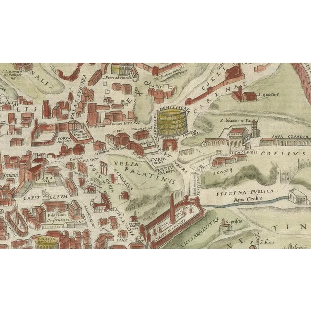 Paper Map of Ancient Rome with Monuments by Ligorio and Braun & Hogenberg, 1572 For Sale - Image 7 of 8