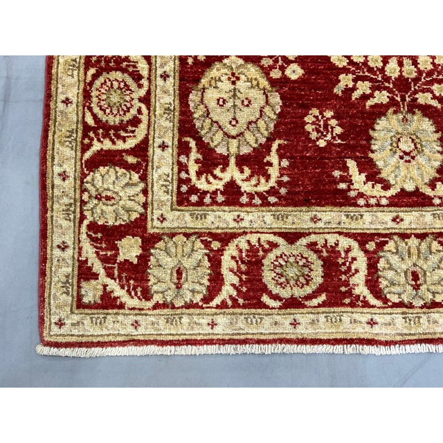 Textile Red & Beige Persian-Style Floral Wool Rug, Natural Dyes, 3'4" X 4'11" For Sale - Image 7 of 16