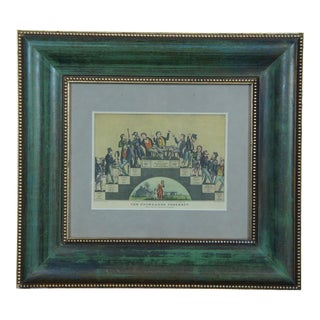 Antique 1848 Currier Drunkards Progress First Glass to the Grave Lithograph, Framed For Sale