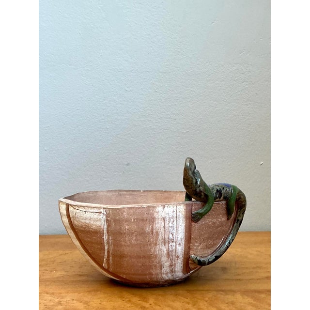 Brown Vintage Glazed Terracotta Lizard Planter For Sale - Image 8 of 12