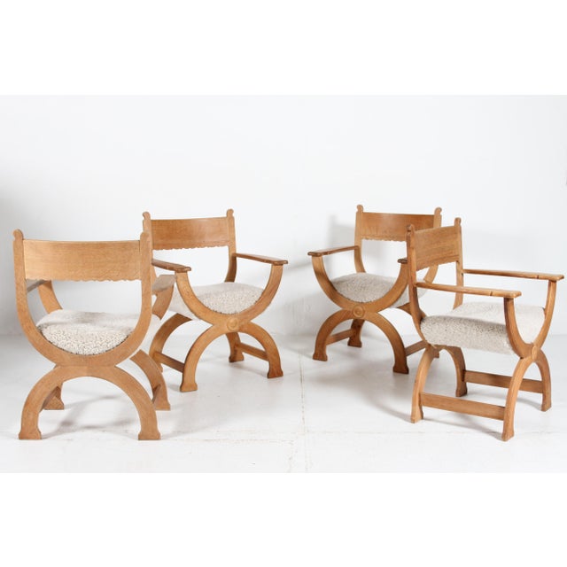 Danish Oak and Sheepskin Kurul Chairs by Henning Kjærnulf for EG Møbler, 1970s, Set of 4 For Sale - Image 17 of 17