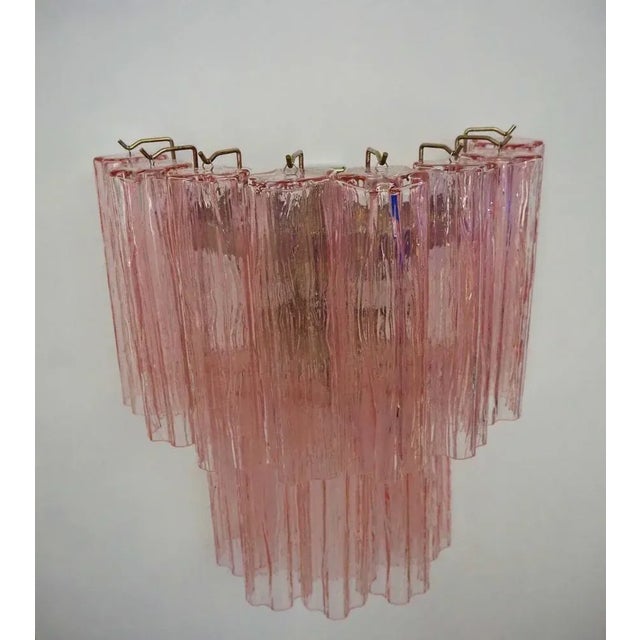 Mid-Century Modern Murano Glass Tube Wall Sconces with Pink Glass Tubes, Set of 2 For Sale - Image 3 of 13