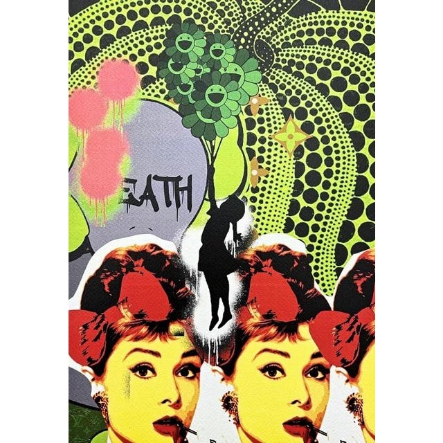 Death NYC - Audrey Hepburn with Kusama pumpkin - limited edition with certificate Paper: Fine art 300 gsm paper. Numbered...