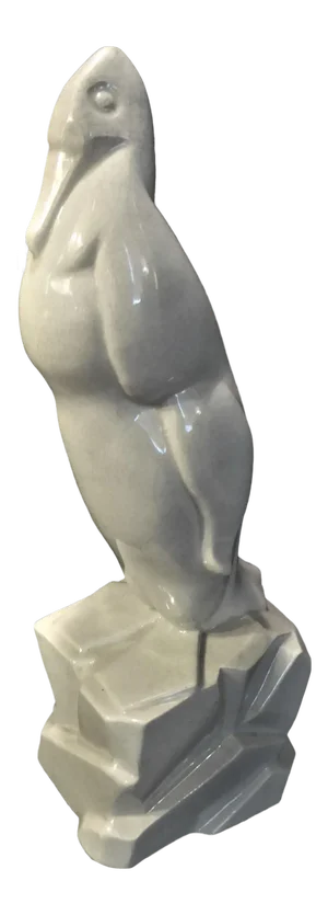 1930's Art Deco Geo Condé Faince Glazed Ceramic Penguin
