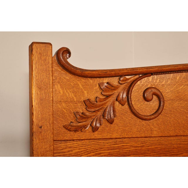 Antique American Victorian Oak Full Size High Back Bed For Sale - Image 12 of 18