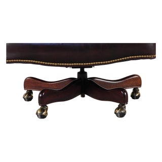Hancock & Moore Burgundy/Brown Mahogany Leather Adjustable Executive Desk Chair For Sale
