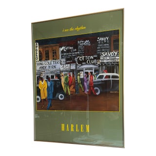 Michele Wood “Harlem” Signed Framed Print, Jazz Era Street Scene, 1994 For Sale