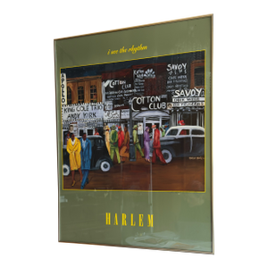 Michele Wood “Harlem” Signed Framed Print, Jazz Era Street Scene, 1994