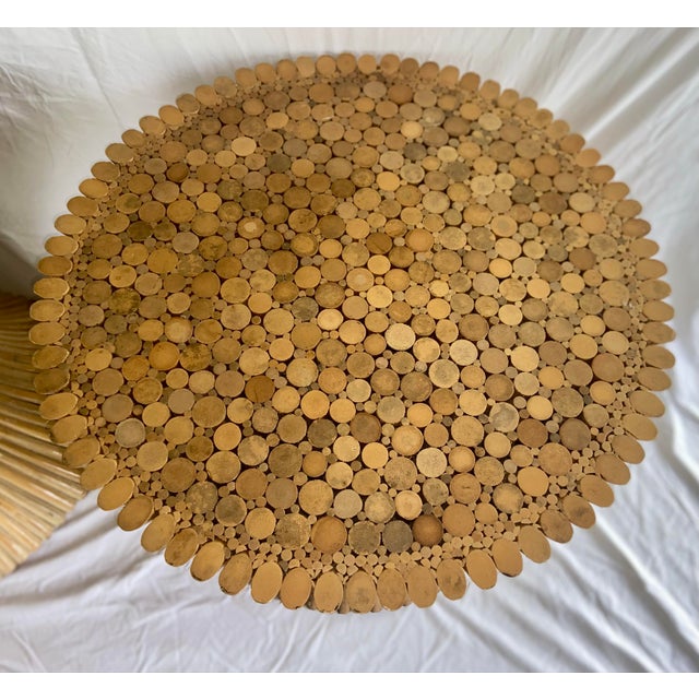 McGuire Mid-Century Modern McGuire Round Wheat Bamboo Sheaf Base Side or Accent Tables - Two Available For Sale - Image 4 of 9