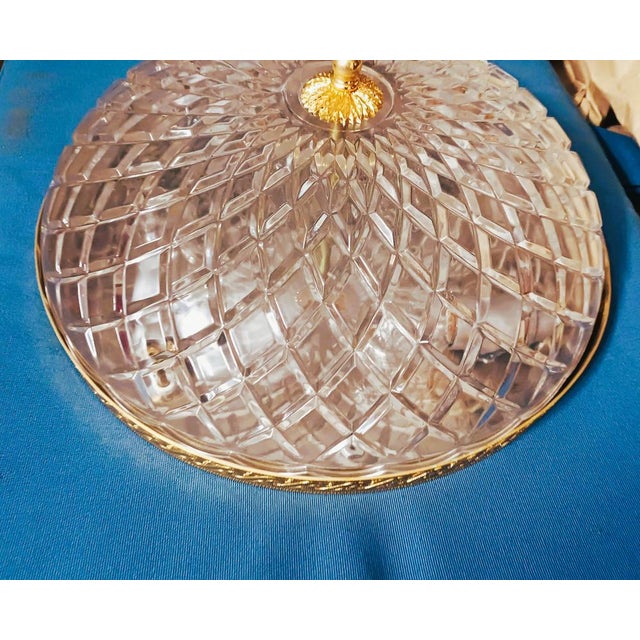 Large Art Deco Ceiling Light in Gold-Plated Brass and Crystal, Rome, Italy, 1990s For Sale - Image 9 of 18