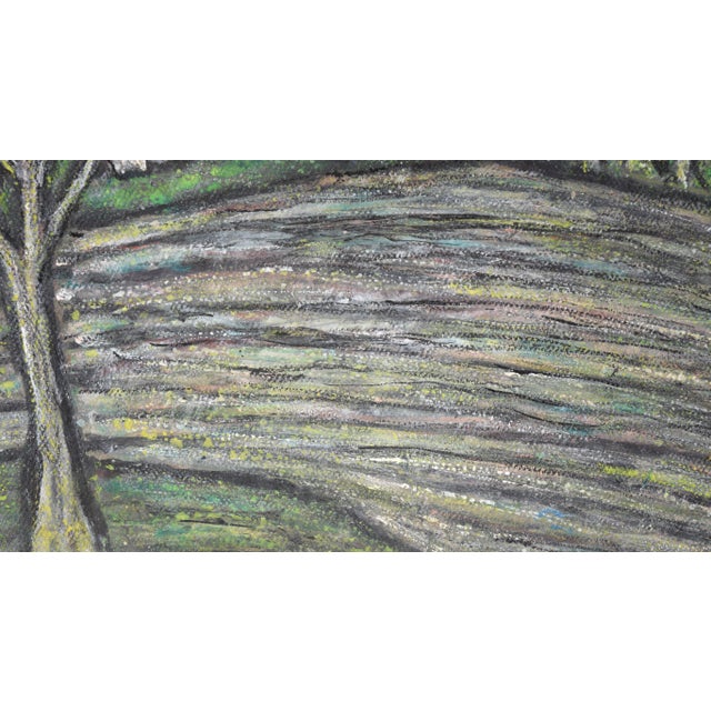 Trees in Bloom Along the River Landscape in Oil on Heavy Cardstock by Honora Berg For Sale In Monterey, CA - Image 6 of 8