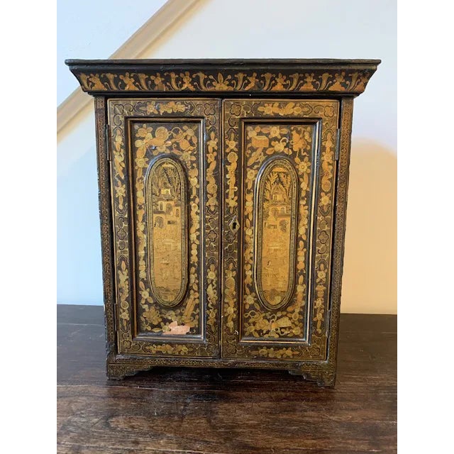 19th Century Chinese Back and Gold Lacquer Collector's Cabinet For Sale - Image 11 of 11